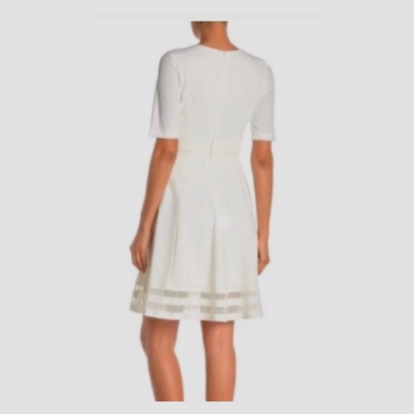 Calvin Klein Short Sleeve Ivory Illusion Dress - Picture 2 of 12